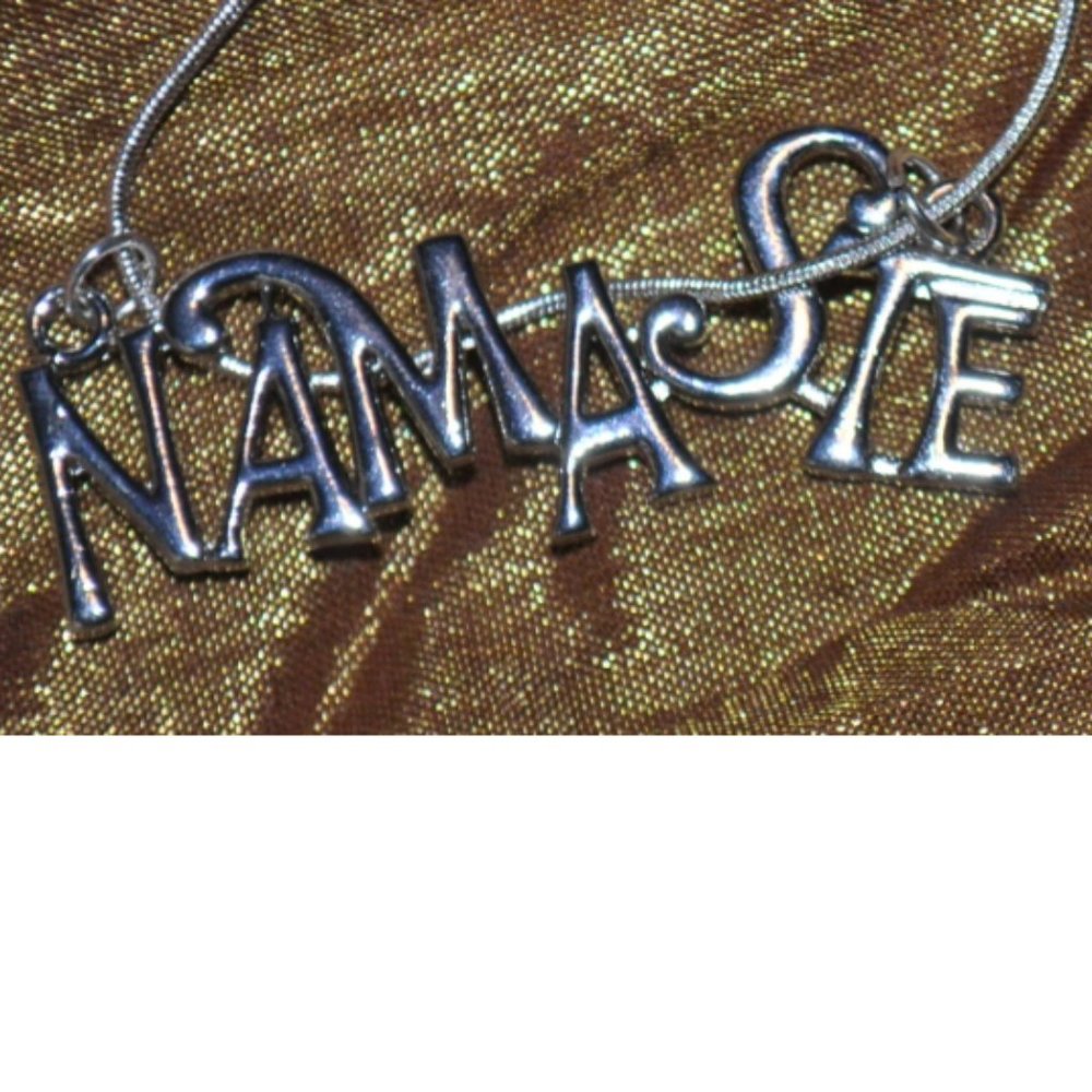 😻 namaste figurative font pendant with 925 silver necklace (3092)
